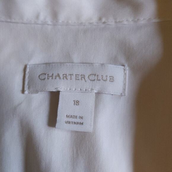 Charter Club White Button Down Shirt Classic Long Sleeve Plus Size 18 NWT - Picture 3 of 8